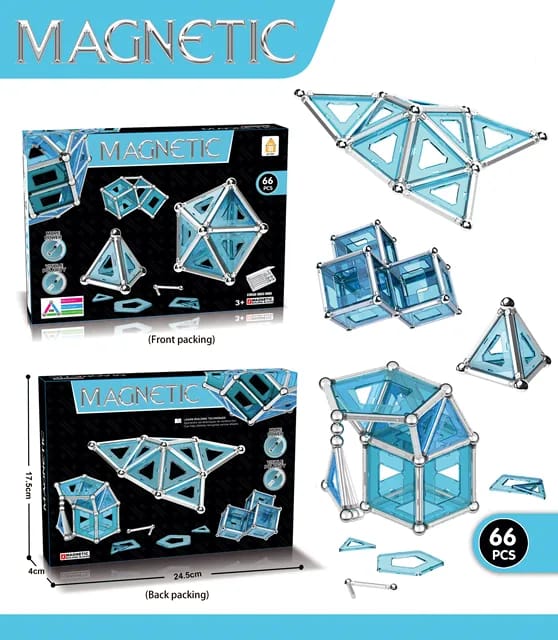 3D Crystal Magnetic Building Blocks Puzzle 66 Pieces