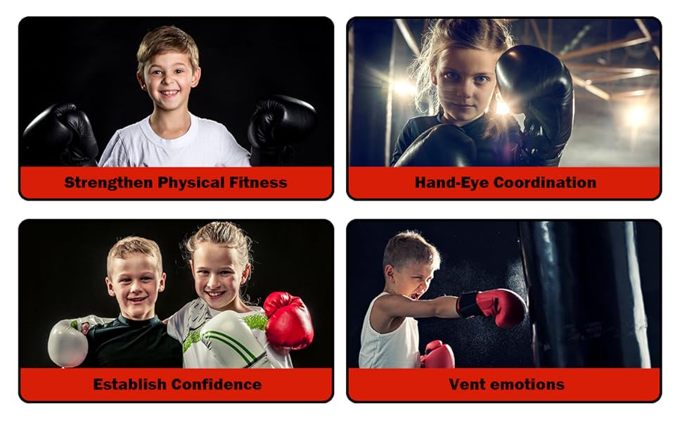 Kids Boxing Stand + Gloves and Pump (Height-Adjustable)