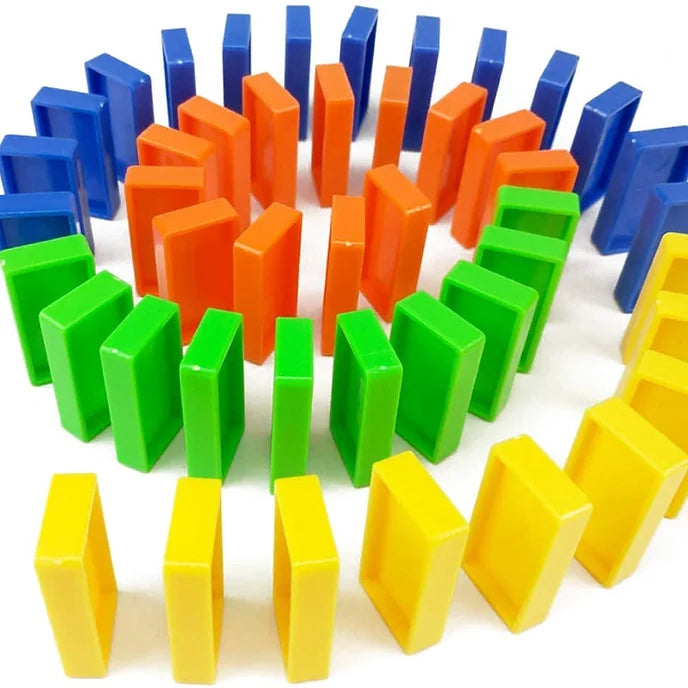 Domino Train with Building and Stacking Blocks Set