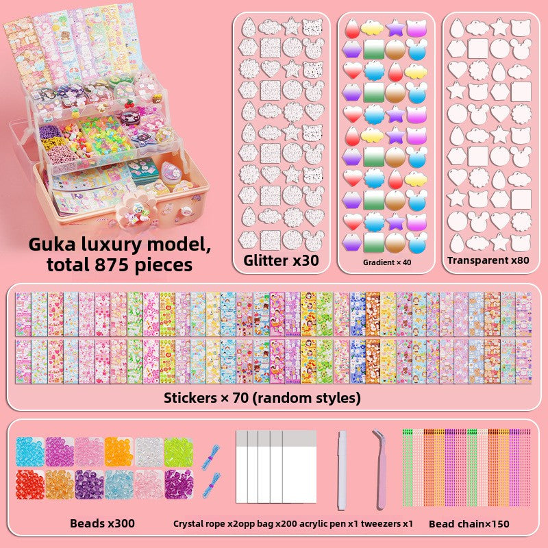 Guka luxury model kit with various items on a pink background