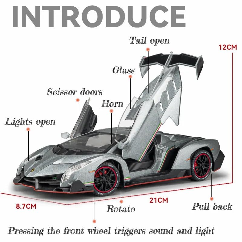 1:24 Scale Die-Cast Lamborghini Veneno Horn & Smoke