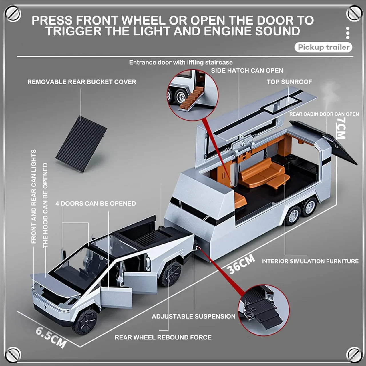 1/32 Tesla Cybertruck Pickup Alloy Car