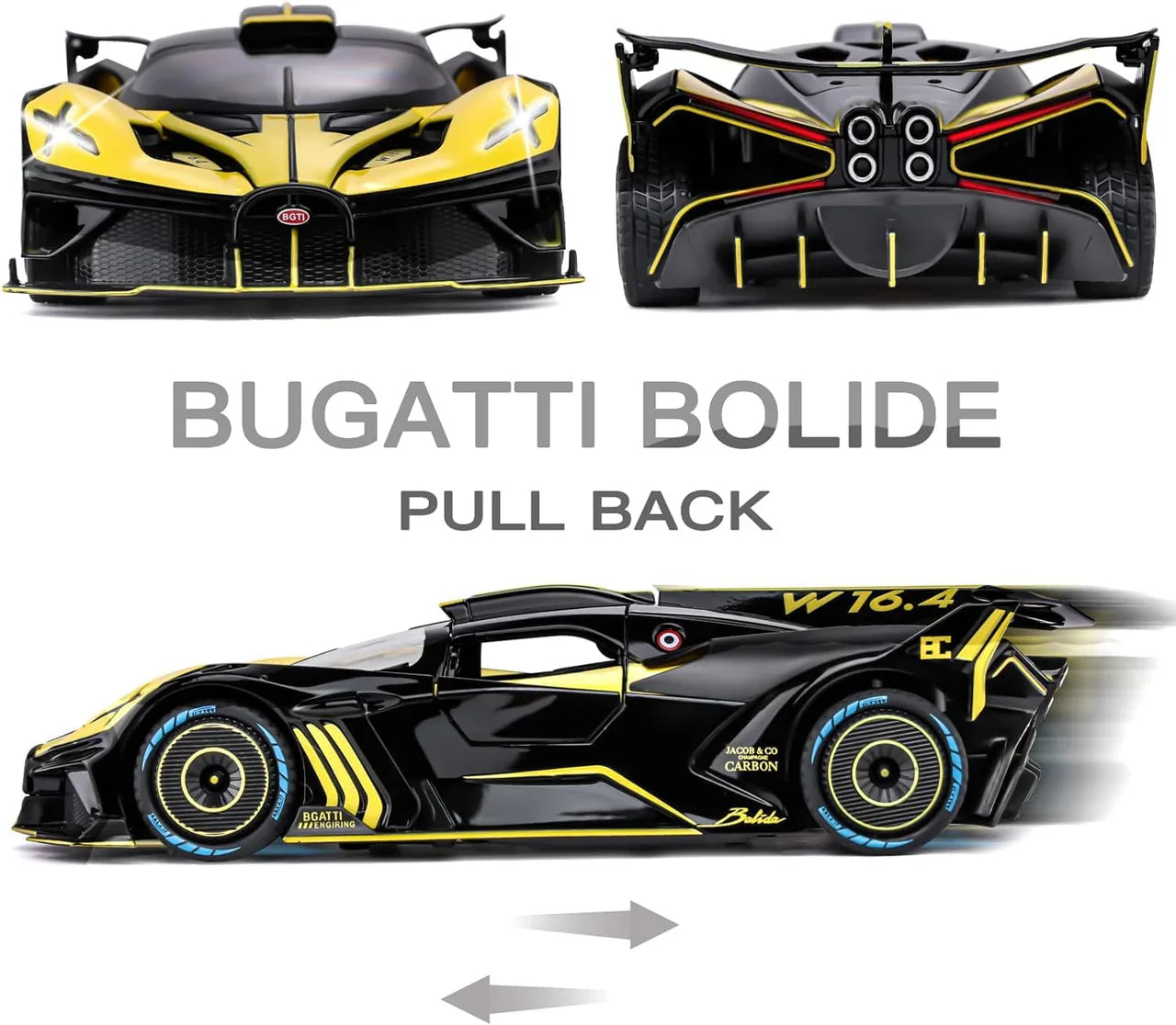1:24 Scale Diecast Bugattti Bolide Horn & Smoke