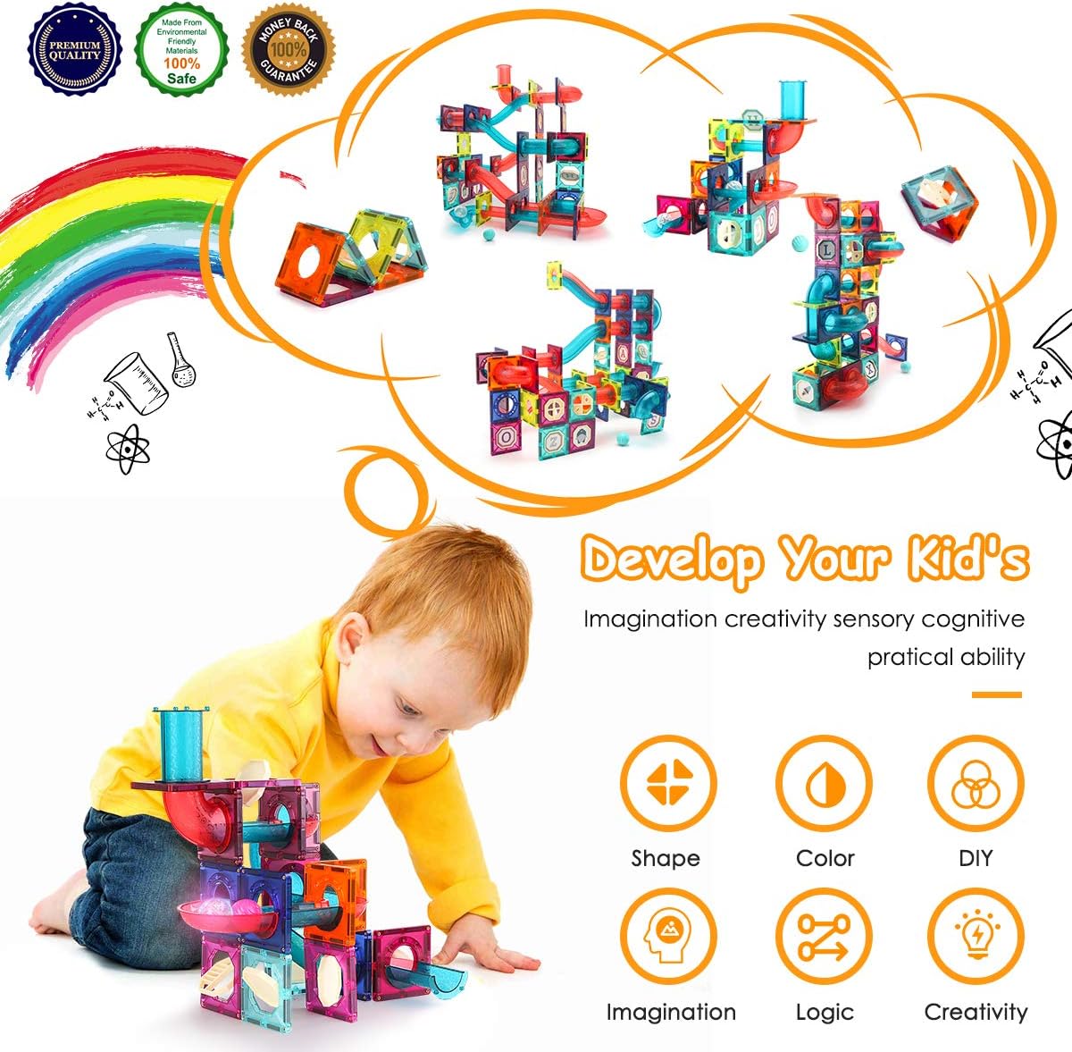69Pcs Building Blocks Magnetic Tiles