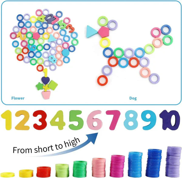 Kids Wooden Shape Puzzle Fishing Counting Game