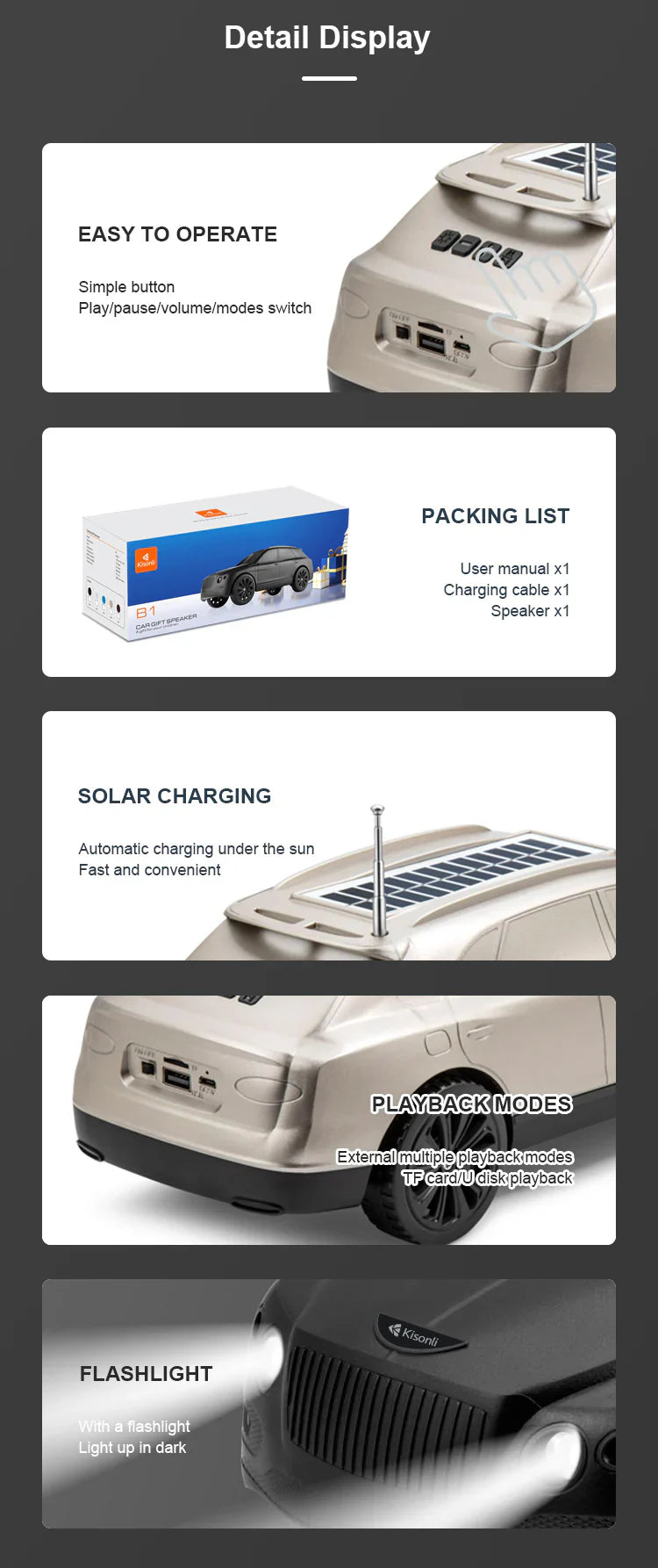 Blue Tooth Speaker Charge With Solar & USB Cable Model B1