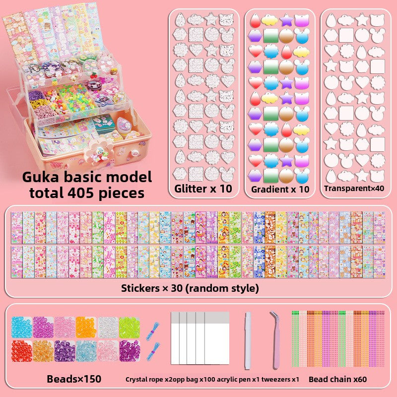 Guka basic model set with various items on a pink background
