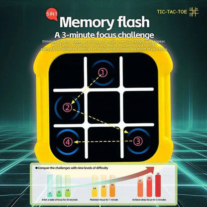 Memory flash device with tic-tac-toe design on a dark background