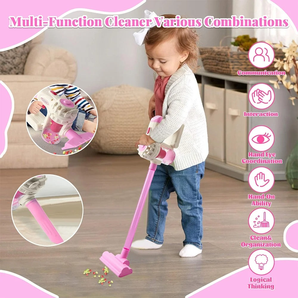 Toy Vacuum Cleaner for Kids | 3-in-1 Pretend Play Cleaning Set with Adjustable Height & Storage Rack | Safe Educational Toy for Toddlers