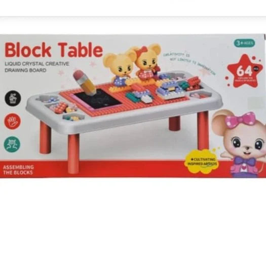Portable Building Block Table 64 Pieces