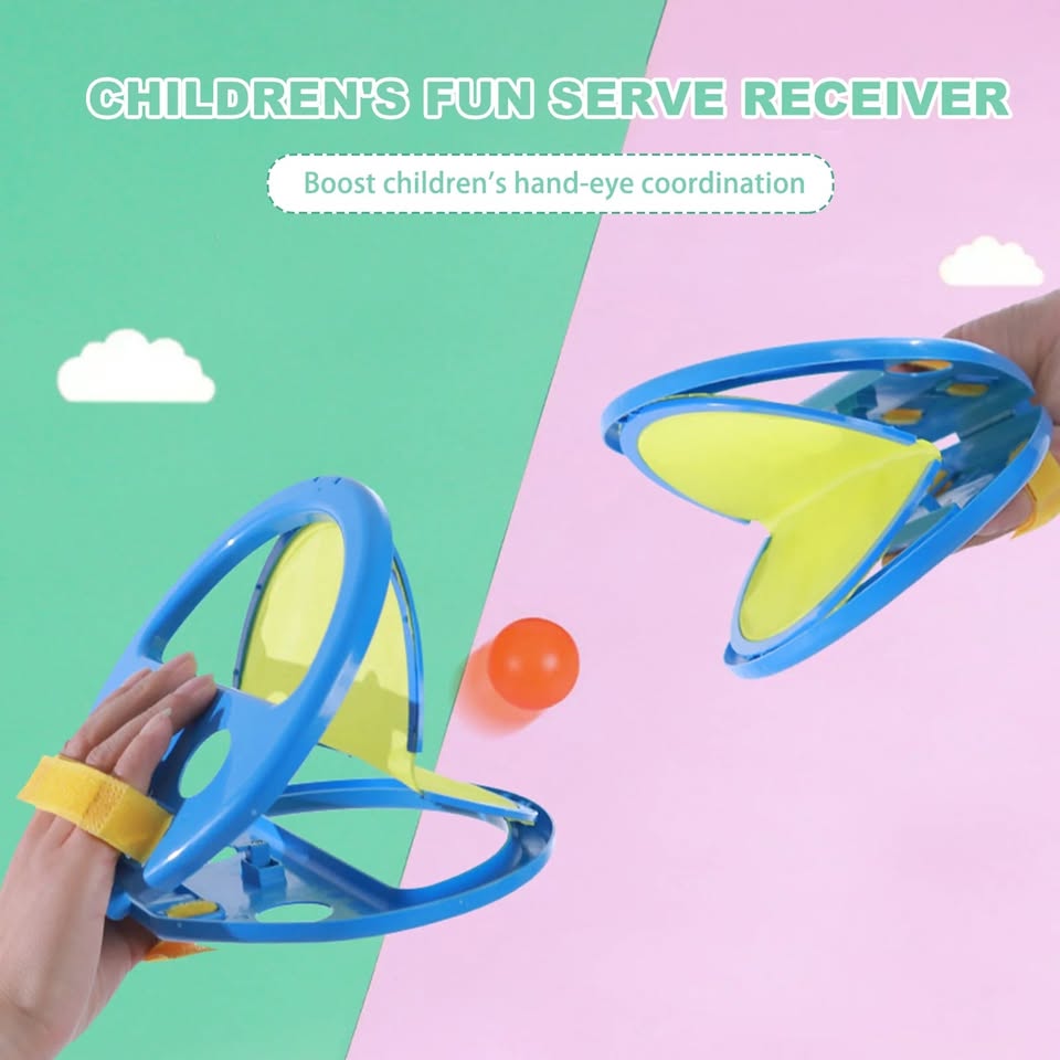 Children's fun serve receiver with a colorful background
