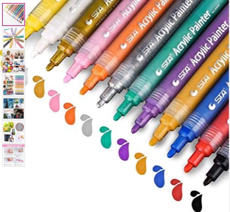 12 Pcs Acrylic Paint Markers Just Like A Posca