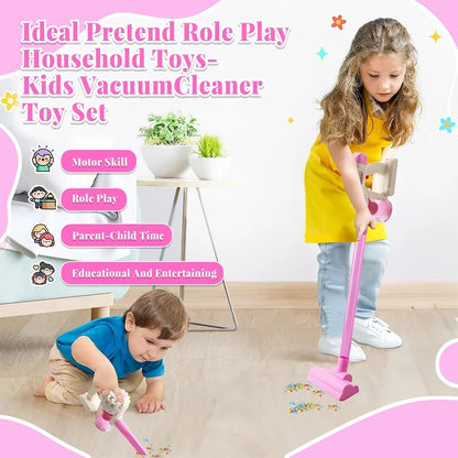 Toy Vacuum Cleaner for Kids | 3-in-1 Pretend Play Cleaning Set with Adjustable Height & Storage Rack | Safe Educational Toy for Toddlers