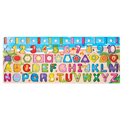 Kids Wooden Shape Puzzle Fishing Counting Game