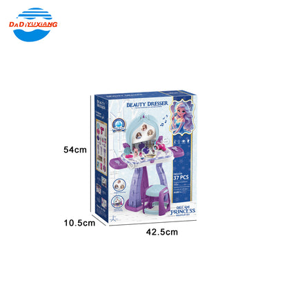 Box of a beauty dresser toy with dimensions on a white background