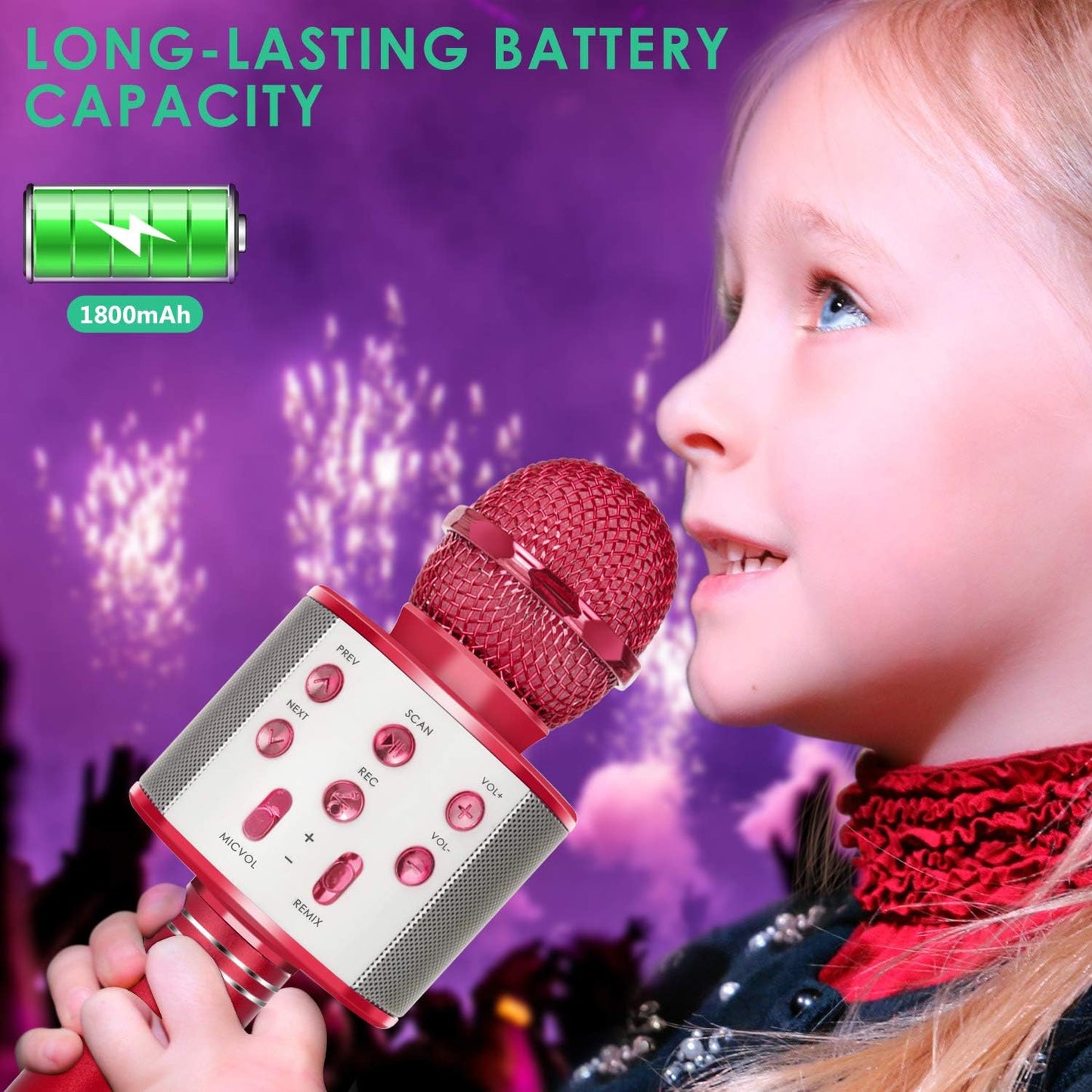 Wireless Bluetooth Karaoke Microphone for Kids (Portable)