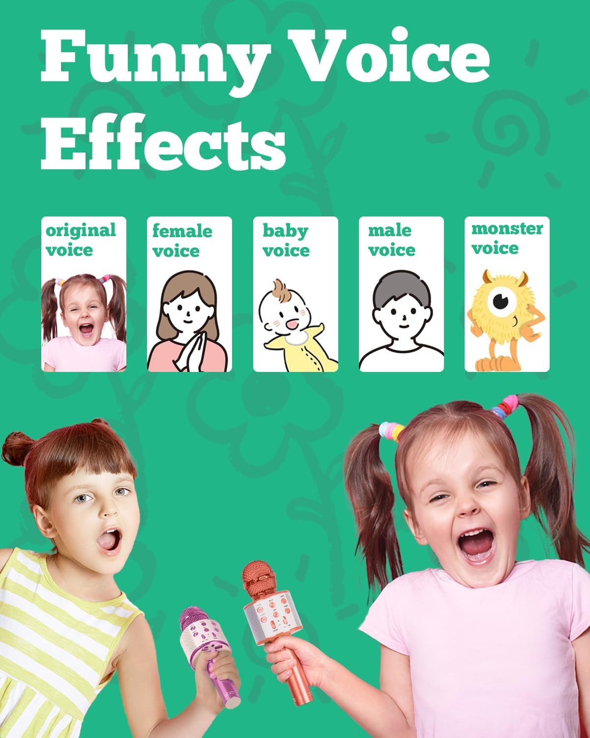 Wireless Bluetooth Karaoke Microphone for Kids (Portable)