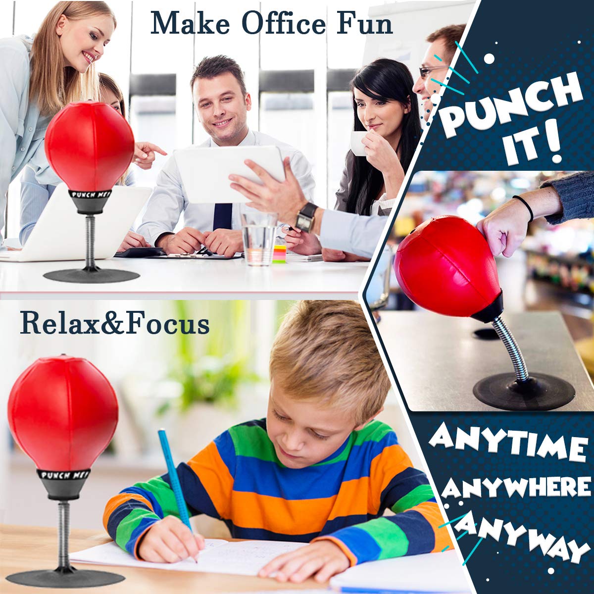 Mini Punching Bag with Stand - Stress Buster for Kids and Adults