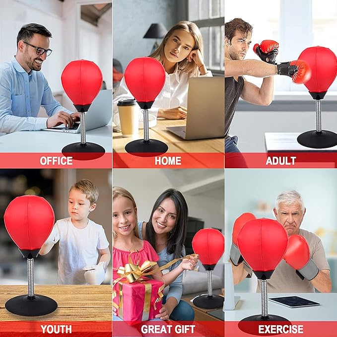 Mini Punching Bag with Stand - Stress Buster for Kids and Adults