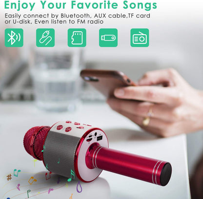 Wireless Bluetooth Karaoke Microphone for Kids (Portable)