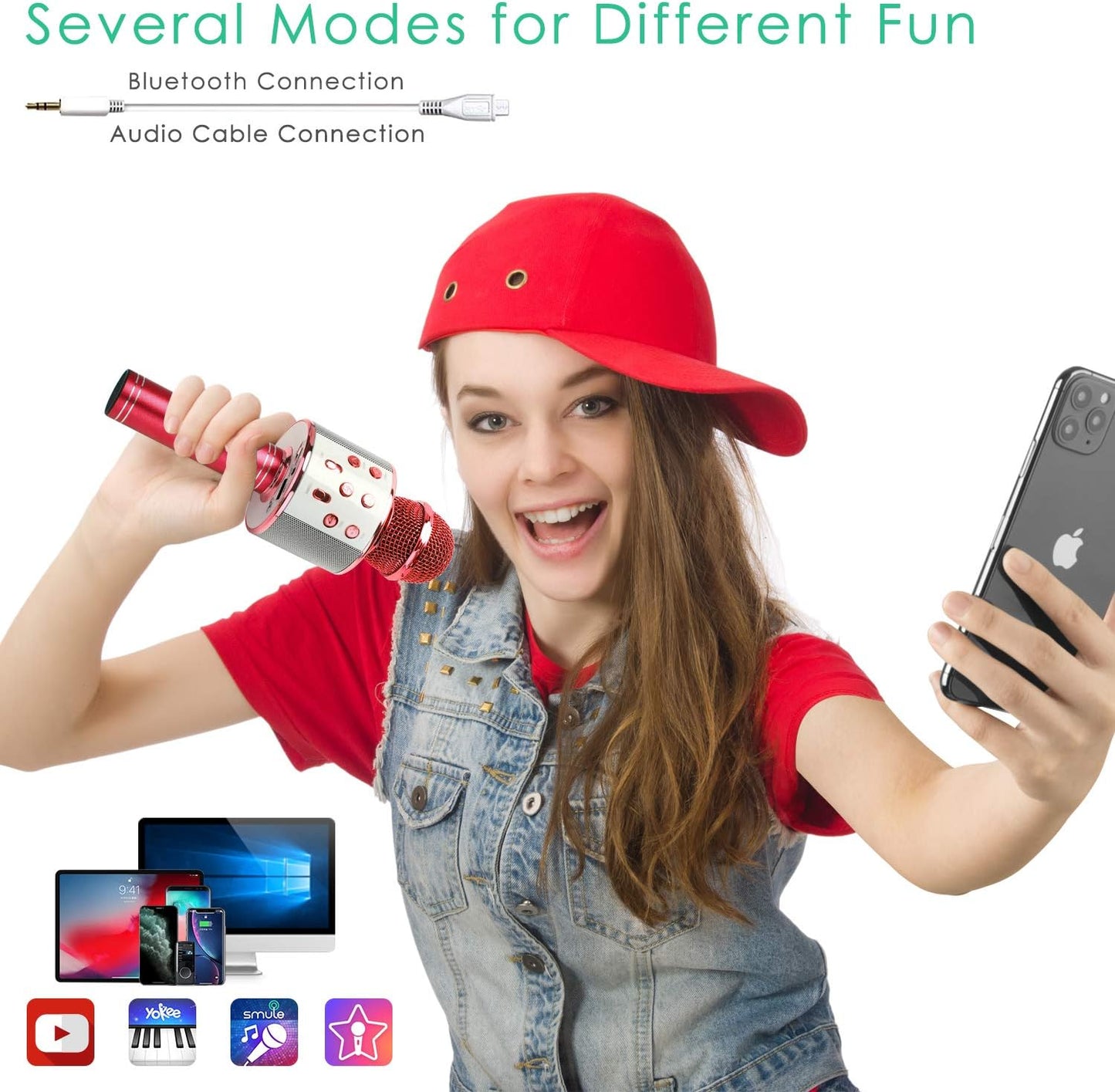 Wireless Bluetooth Karaoke Microphone for Kids (Portable)