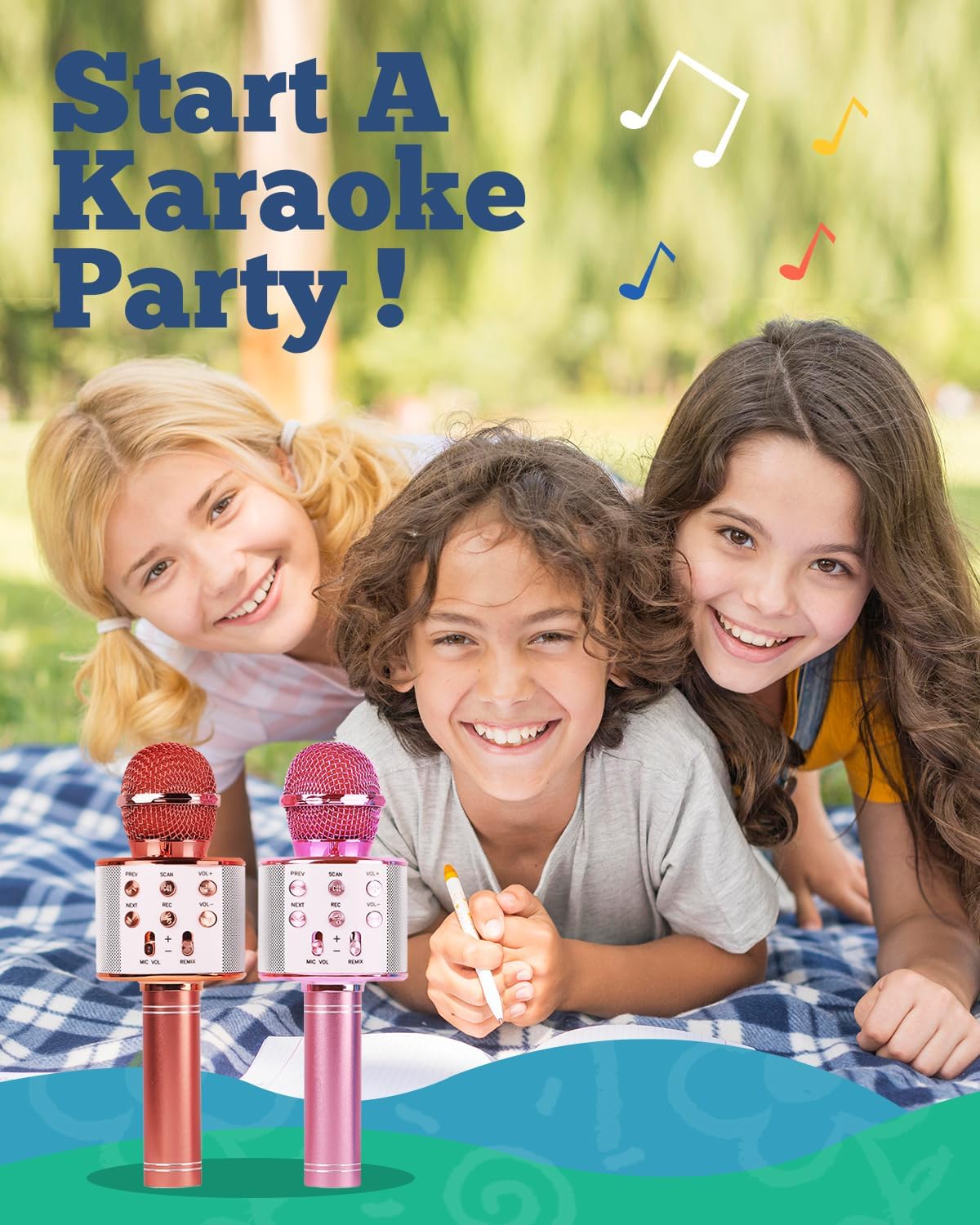 Wireless Bluetooth Karaoke Microphone for Kids (Portable)