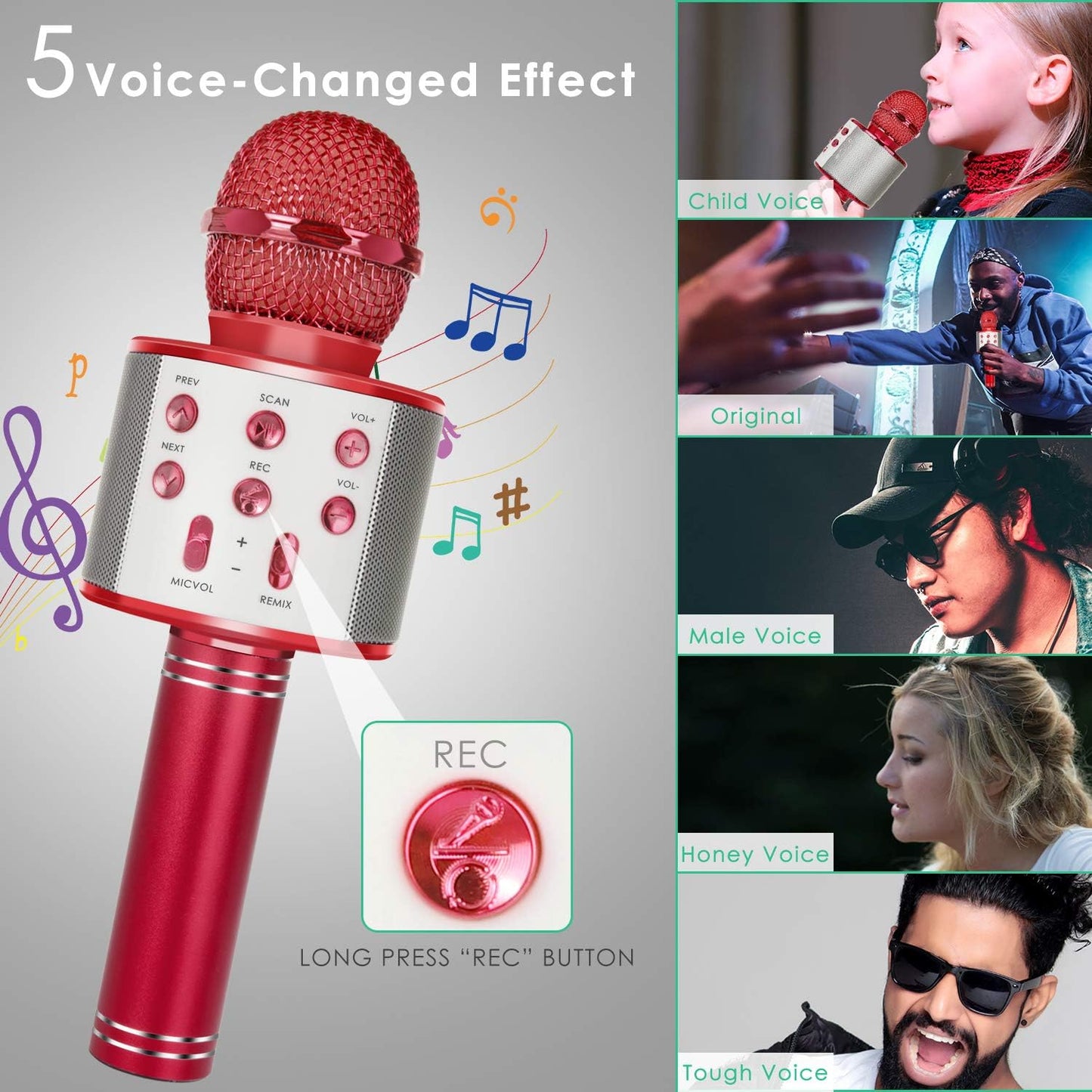 Wireless Bluetooth Karaoke Microphone for Kids (Portable)