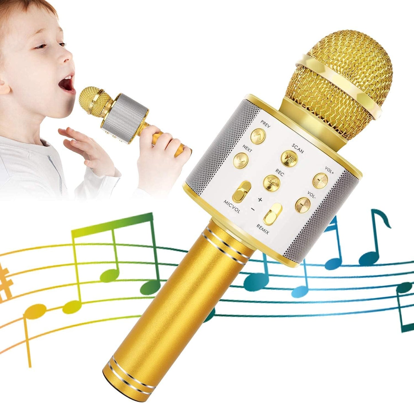 Wireless Bluetooth Karaoke Microphone for Kids (Portable)