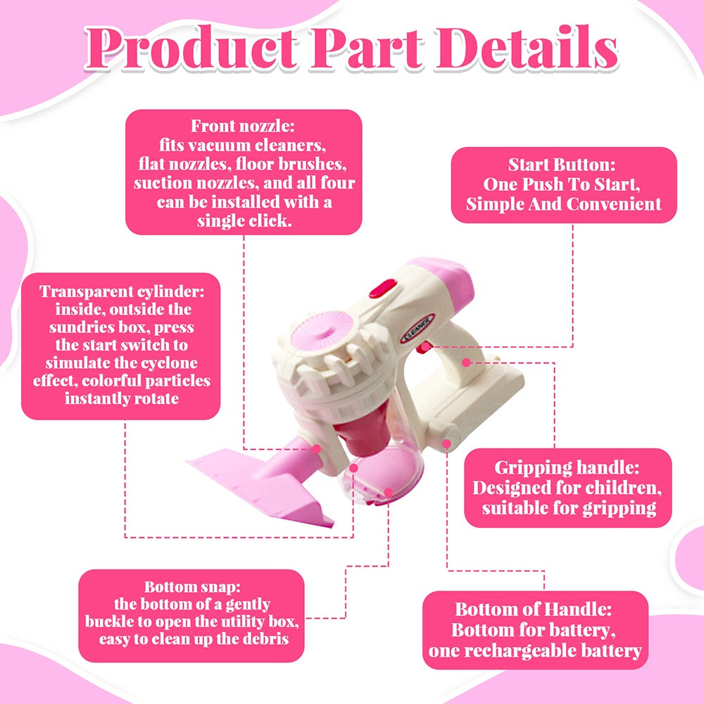 Toy Vacuum Cleaner for Kids | 3-in-1 Pretend Play Cleaning Set with Adjustable Height & Storage Rack | Safe Educational Toy for Toddlers