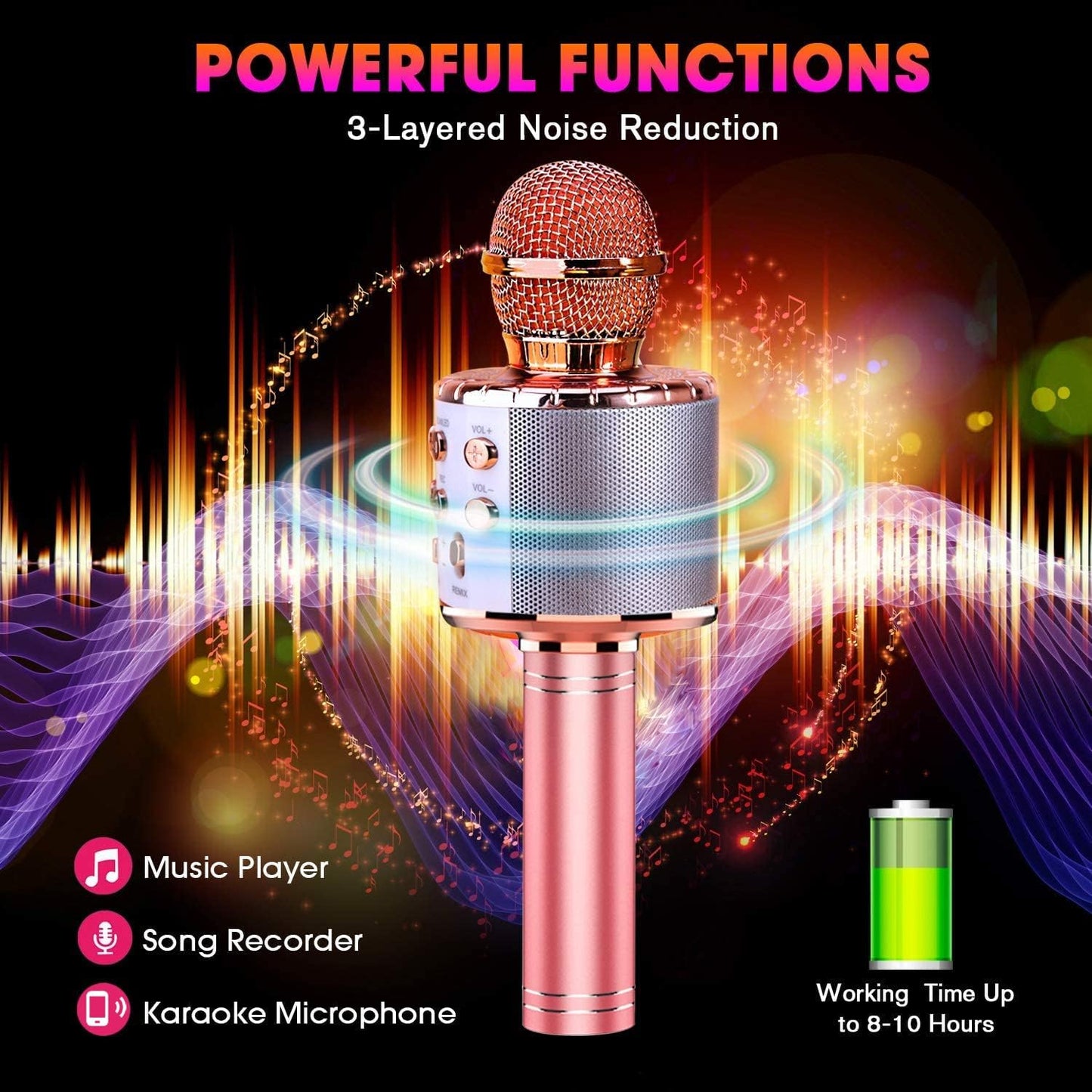 Wireless Bluetooth Karaoke Microphone for Kids (Portable)