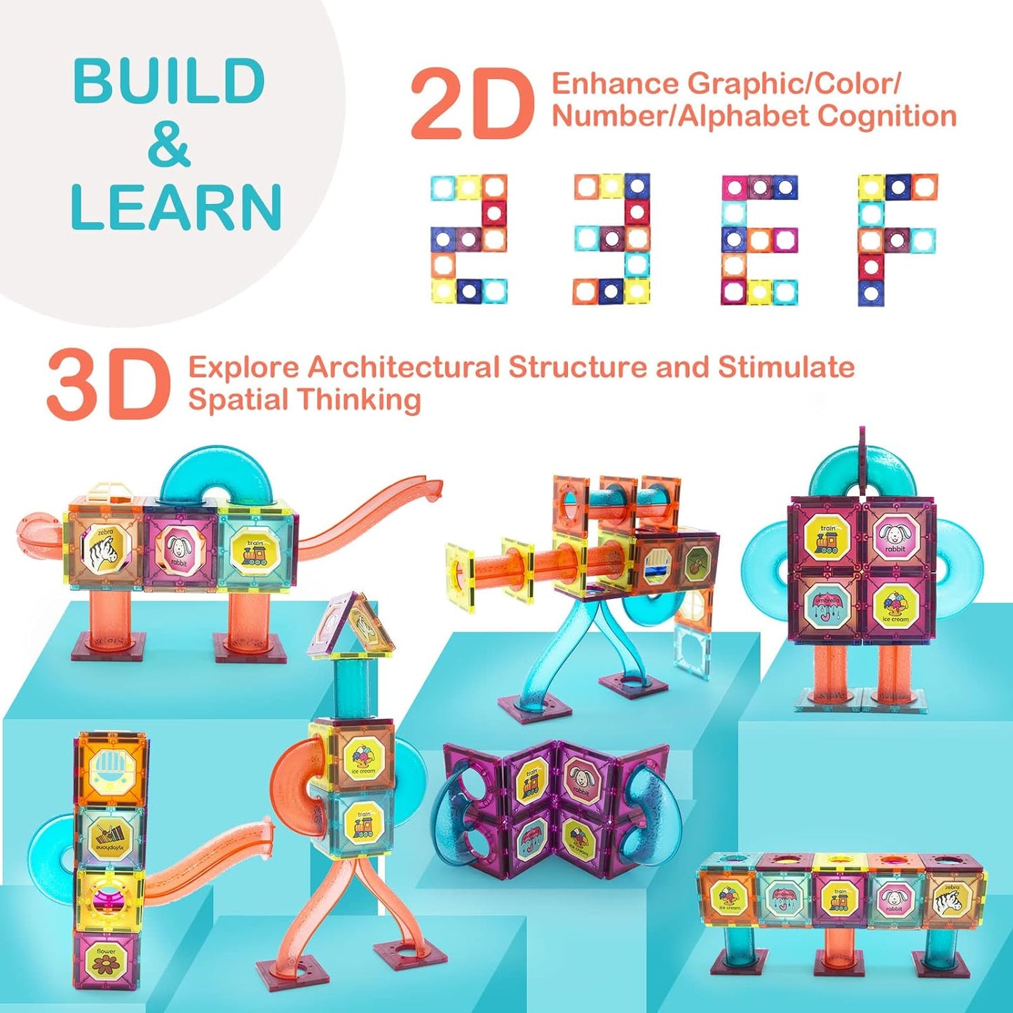 69Pcs Building Blocks  Magnetic Tiles