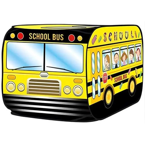 Illustration of a yellow school bus with children on a white background