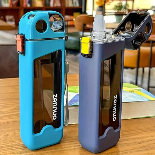 Water Bottle with Straw and Measurement