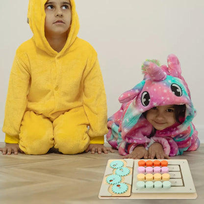 Travel Slide Puzzle Game Brain Teaser Sorting Busy Board Wooden Puzzle for Kids
